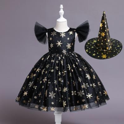 China Breathable European and American style baby dresses party children dress princess snowflake pattern dress for child for sale