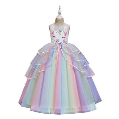 China European and American color bridesmaid dress breathable cute children princess dress lace round neck for sale