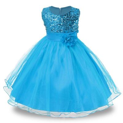 China Children's Anti-wrinkle catwalk wear children's round neck sequin princess dress baby birthday dress show models for sale