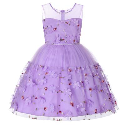 China Dry cleaning children's fairy pink 10 year old design applique design children's dress girl children's breathable wear for sale