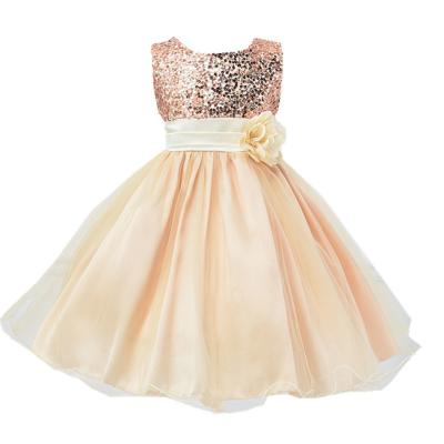 China Korean Children's Princess Dress Breathable Flower Children Around Neck Sequin Gorgeous Girls High-end Banquet Dress for sale