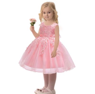 China Breathable Girls Princess Dress Girls Banquet Performance Dress Kids Lace Up Pink Children Wear 1-8 Years for sale