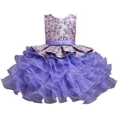 China Exquisite dress kids color Korean fluffy party champagne fashion breathable girl's dress 1 year old child's clothing for sale