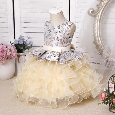 China Dry cleaning female baby dress one year old children embroidered dress sleeveless multi-layer mesh princess fluffy dress for sale