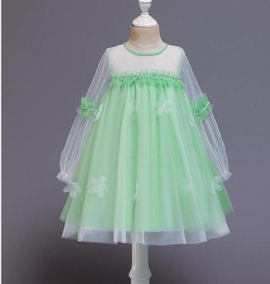 China Children's Beaded Tulle Dress Breathable Korean Girl's Princess Dress Flower Around Neck Dress Dress For Girls for sale