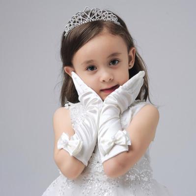 China Bridesmaids Wedding Long Full Party Bowknot Gloves Mittens Ceremony Communion Dress Accessories Children Kids Gloves Long for sale