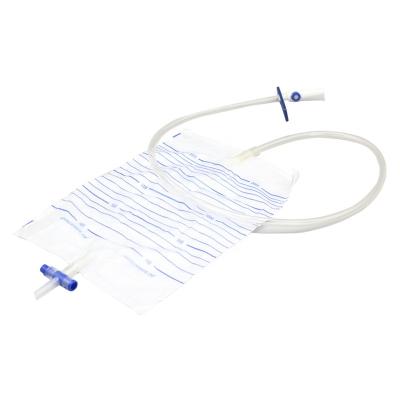 China PVC Disposable Cross Type Urine Bag 2000ml Urine Bag With Outlet And Collect Port Supplier Medical Disposable Urine Drainage Bag for sale