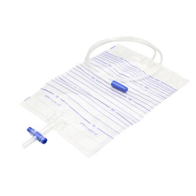 China 2000ml disposable economical t bag valve urine bag manifold PVC urine cross valve for man urine bag night use for sale