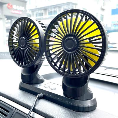 China Dual Head Personal Cooling Solar Fan And Rotatable Airflow 360 High Rotation Double Head For Car for sale