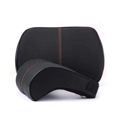 China Brief & Single Color Hot Sale Leather Head Relax Rests Car Back Seat Support Cushion Pillow for sale