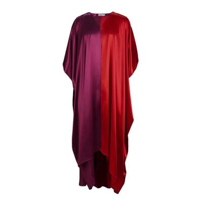 China Wholesale Price Two Color Washable Stitching Loose Satin Islamic Dubai Muslim Dress Plus Size Women's Dresses for sale