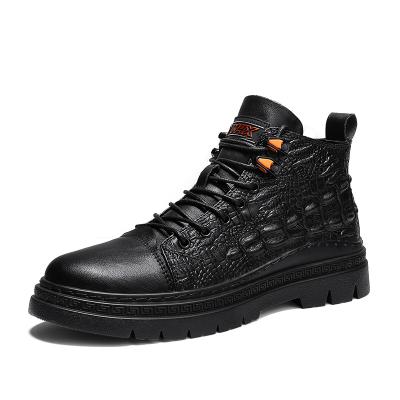 China Most Popular Men's Casual Black Alligator Leather Sneakers Car Stitching Board Shoes for sale