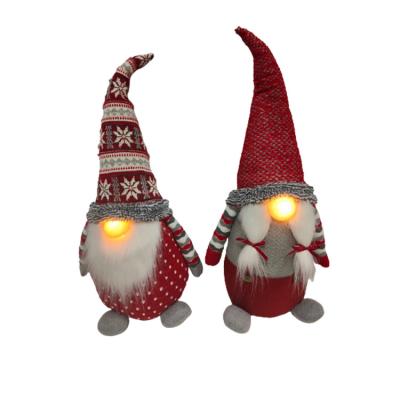 China Waterproof+Eco-friendly LED Christmas Light Hat Gnome Old Man Dolls Striped Christmas Decor for sale