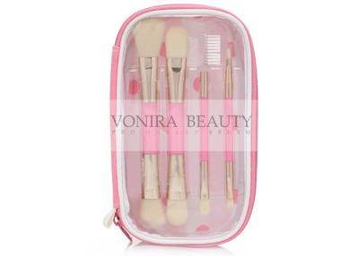 China Synthetic Fiber Makeup Brush Gift Set Pink Stripe Zipper Case for sale