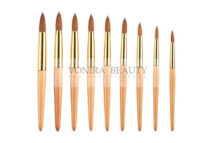 China 3D nail art paint brushes Set With Gold Ferrule And Wood Handle for sale