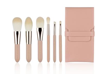 China 6Pcs rosado desnudo Mini Makeup Brush Set Non alergénico con el bolso que lleva de la PU en venta