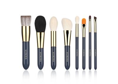 China Natural Goat Hair 8Pcs Mini Travel Makeup Brushes Set Wholesale Private Label Logo for sale