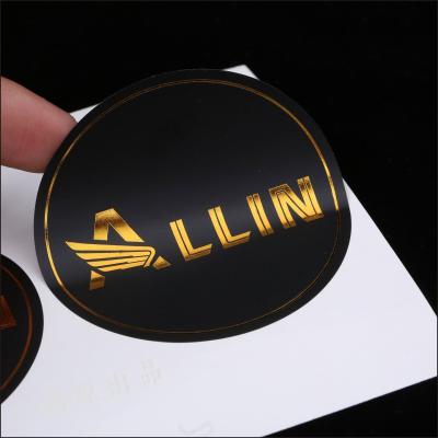 China Round Shape Waterproof Custom Stickers Logo Printed Vinyl Gold Hot Paper Labels Stamping Sticker for sale