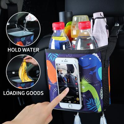 China Universal Cartoon Removable Washable Garbage Bags Lovely Hanging Car Trash Bin For Vehicles for sale