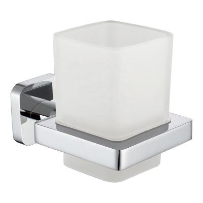 China Modern Brass Material Tumbler Bathroom Holder With Glass Cup Wall Mounted Type Good Selling Glass Cup Holder WY76005CP for sale