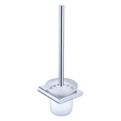 China Modern Wall Mounted Zinc Alloy Toilet Brush Holder Accessories Hot Sale Glass Style Surface Bathroom Use Chrome Color for sale