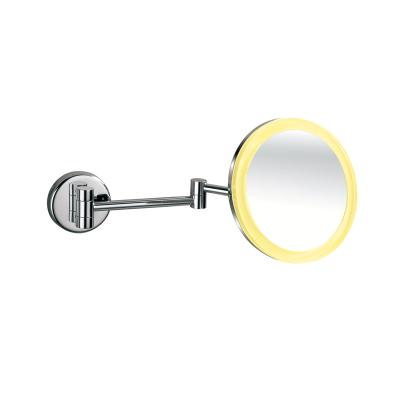 China Luxury Hotel New Model Bathroom Mirror Silver LED Light Lamp Magnifying Cross Customized Glass Lighting Mirror for sale