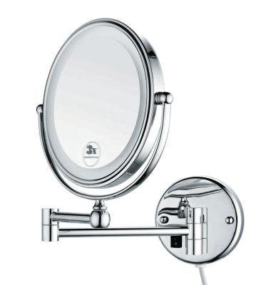 China LED Bathroom Wall Magnifying Mirror Make Up Light Sale Silver Lamp Switch Style Graphic Modern Hotel Glass Lighting Cosmetic Mirror for sale