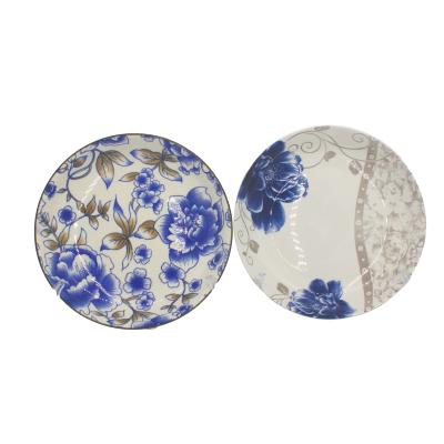 China SUSTAINABLE PAD Printing China Dish Flower Design European Style Porcelain Dish Ceramic Dinner Dishes for sale