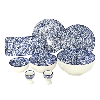 China Wholesale Viable Luxury Classic Design Embossed Pad Printing Chinese Style Chinese Style Porcelain Ceramic Tableware Sets Dinner Set for sale