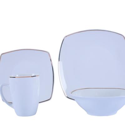 중국 Viable Wholesale Ceramic Hotel Designs Tableware Restaurant Porcelain Cups Dinner Set Modern Gift Dinnerware Set 판매용