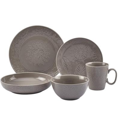 China Viable free of lead and cadmium china bone dinnerware set manufacture and dinnerware set by embossed people could collect Te koop