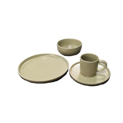 China Sustainable dinnerware set ceramicwhite dinner set porcelain color glaze dinner set ceramic stoneware Te koop