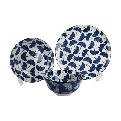 China Sustainably Hot Selling Pad Printing Dish And Dinner Dishes Set Ceramic Porcelain Dinnerware Sets for sale