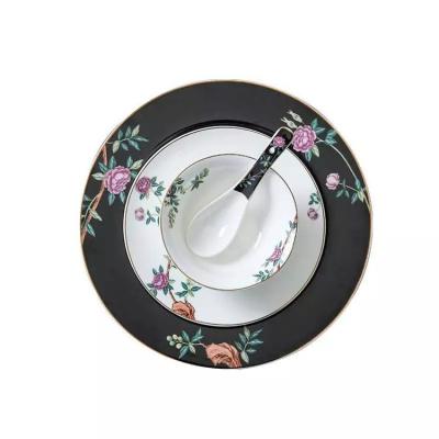 China Floral Design 16pcs Ceramic Dinner Set Delicate Ceramic Dinner Set Sustainable Quality Great Tableware for Hotel and Home for sale