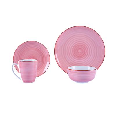 China 16 PCS Viable Hot Wholesale Ceramic Dinnerware Hand Painted Porcelain Dinnerware Set for sale