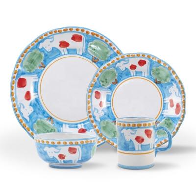 China Hot Selling Flower 16pcs Custom Ceramic Tableware and Porcelain Dinner Set Viable With Color Box for sale