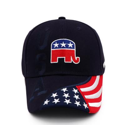 China High Quality COMMON Trump Logo Conservative Baseball Cap Republican Embroidery Elephant Unisex Hat for sale