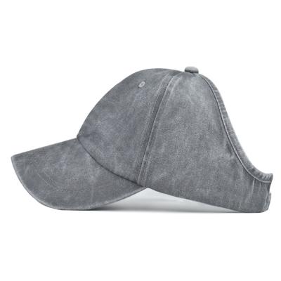 China JOINT Washed Backless Hats Costom Logo Backless Hat Ponytail Half Ponytail Cotton Head Hat Women Headwear for sale