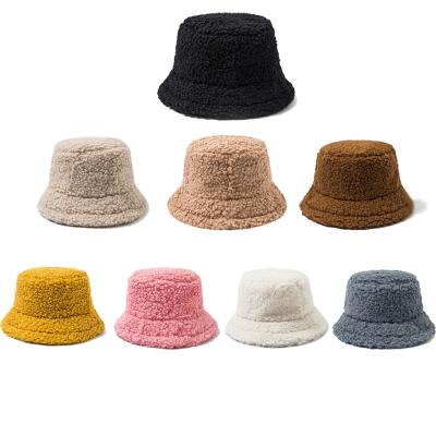 China COMMON Wholesales Warm Fuzzy Bucket Hat Lambswool Bucket Hat Women Winter Warm Bucket Hat for sale