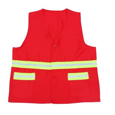 China Cobbler Working Double Side Washable Solid Red Shirt Apron Vest Apron Cobbler With Reflective Stripe for sale