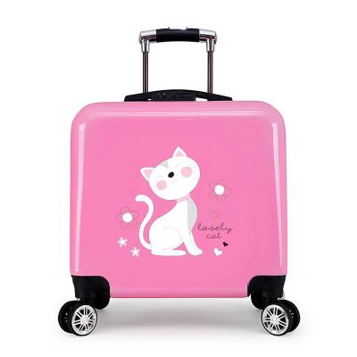 China Ourtdoor Hard Plastic Luggage Bag 4 Wheels Kids Travel Luggage Pink Color Girls Travel Luggage Customized Cartoon Logo Baby Travel Suitcase Luggage for sale