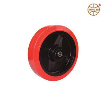 China TG PU -Red On PP Core Wheels With 93A Hardness / Urethane Polypropylene Rim Wheels for sale