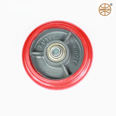 China Hand Cart/Machinery Bearing Mingze 100 125 150 200*50 Mm Crown PU On Cast Iron/PP Caster Wheel for sale