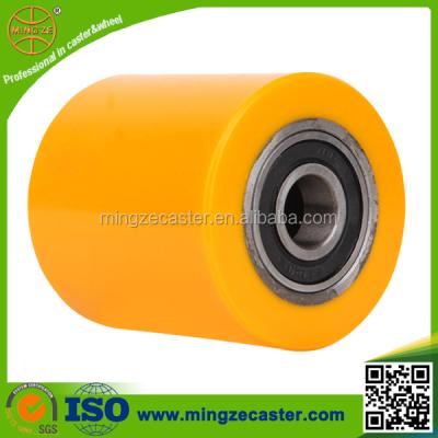 China PU Mold On Steel Roller 80x70mm Hand Pallet Truck Roller Wheels for sale