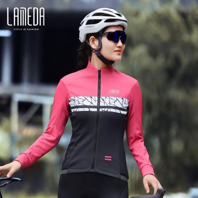 China LAMEDA Breathable 3 Layers High Compound Fabric Womens Cropped Cycling Jacket Windproof Elastic Winter for sale