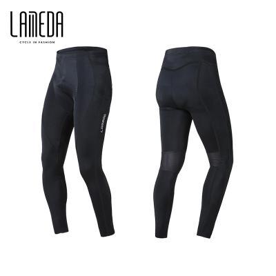 China LAMEDA Antibacterial Factory Black Thermal Cycling Tights High Elastic Padded Mens Cycling Pants for sale