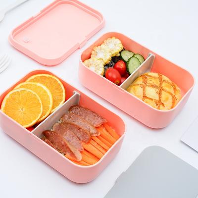 China New Design Double Decker Leakproof Microwavable Plastic Bento Lunch Box 2000ml Capacity for sale