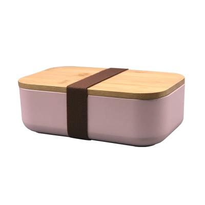 China Microwavable Natural Bamboo Lid Bento Lunch Box, BPA Free Bamboo Fiber Lunch Box For Office for sale