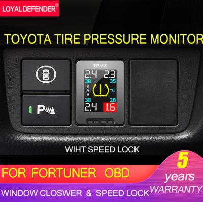 China Car Prado Land Cruiser Fortuner Reiz OBD TPMS Safe Tire Pressure Monitoring System Monitor OBD Engine Real Time Smart Sensor Free for sale