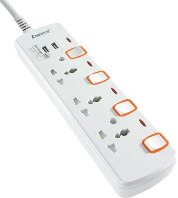 China Hot Selling 13A 250V 3 Plug Outlet Universal Residential/General Purpose 2 USB 2.1A Socket Extension for sale